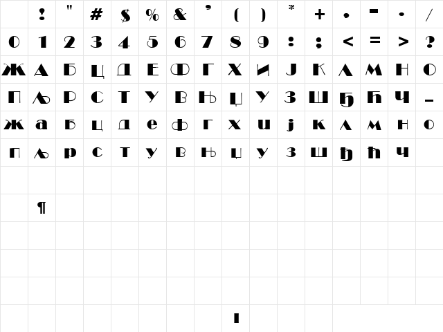 C_Broadway Regular Character Map