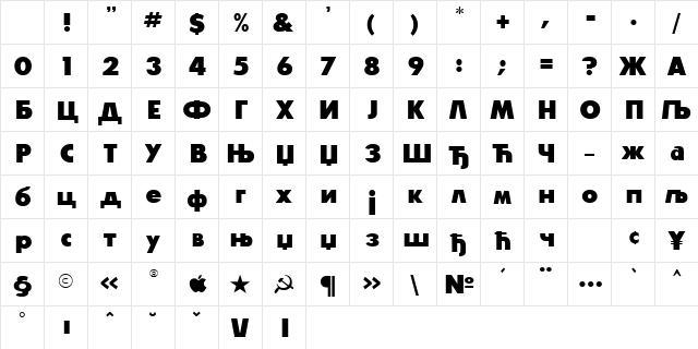 C_Glasnost_EB Regular Character Map