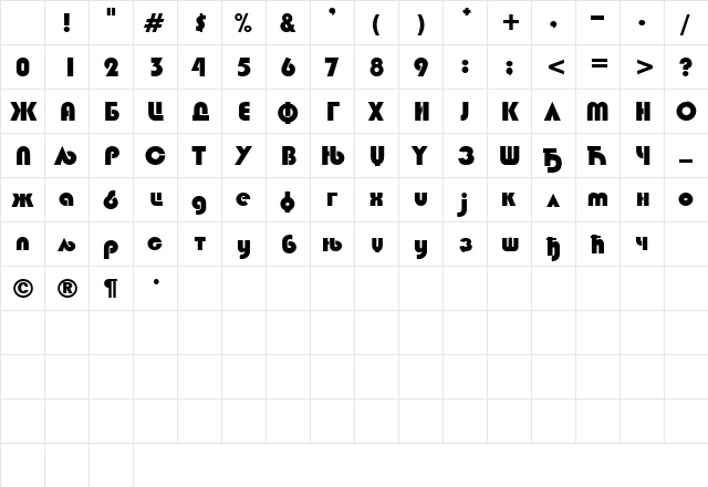 C_Hippo Bold Bold Character Map