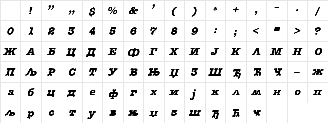 C_Memorandum Bold Italic Character Map C_Memorandum Bold Italic Character Map
