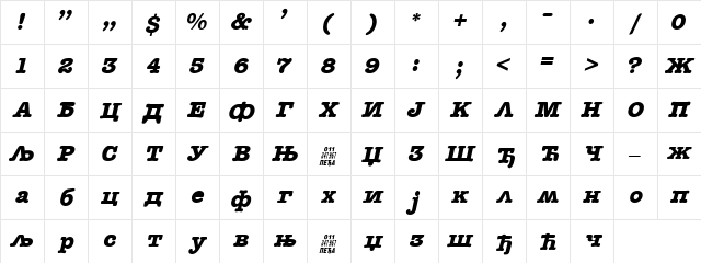 C_Memorandum Bold Italic Character Map