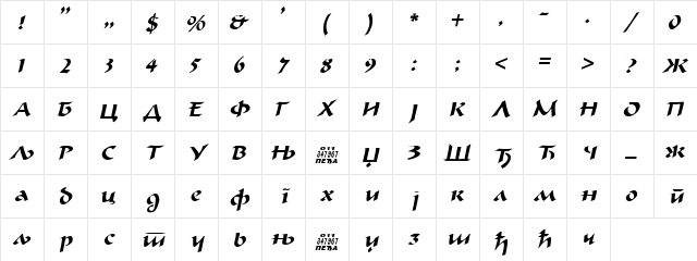 C_Mistral Italic Character Map