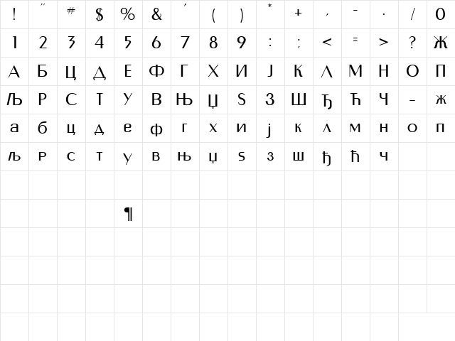 C_Murmansk Regular Character Map