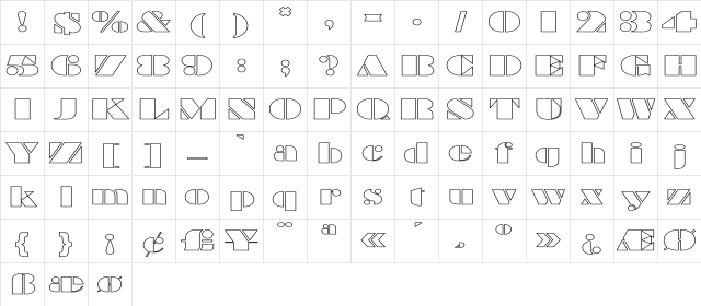 MBraggadocio HW Regular Character Map