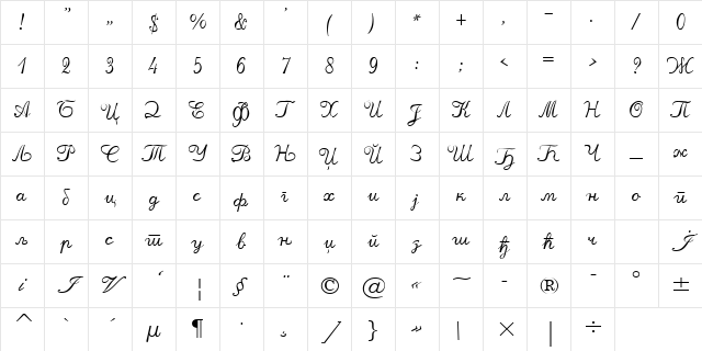 C_Scriptruss Regular Character Map C_Scriptruss Regular Character Map