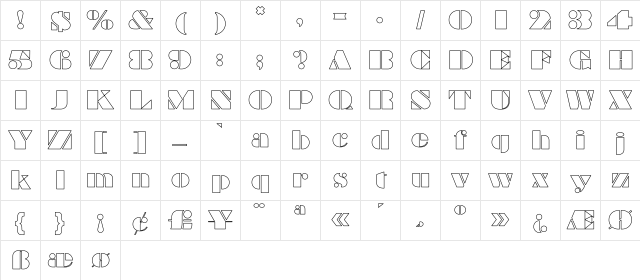 MBraggadocio Hollow Regular Character Map