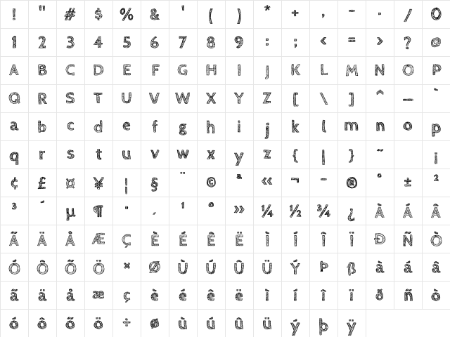 CabinSketch Bold Character Map