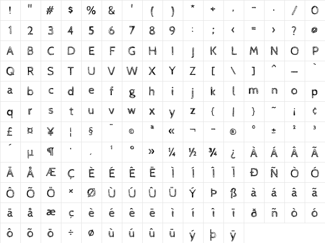 Cabin Sketch Regular Character Map