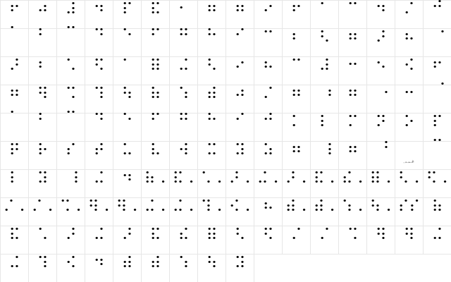 MC braille Regular Character Map