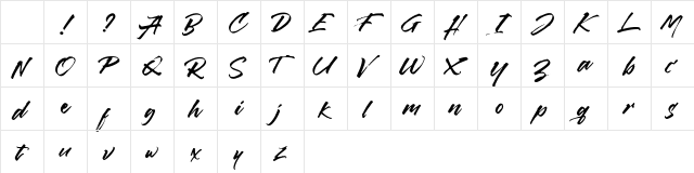 Callaghands Regular Character Map