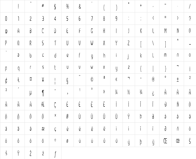 Callum Extra-condensed Regular Character Map Callum Extra-condensed Regular Character Map