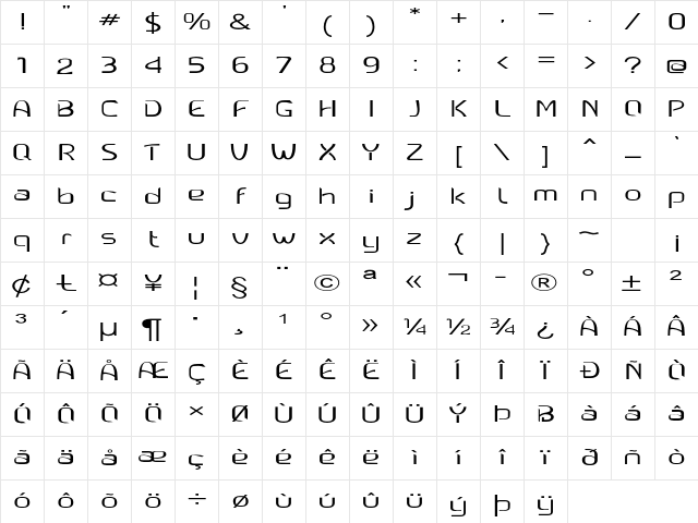 Callum Extra-expanded Regular Character Map