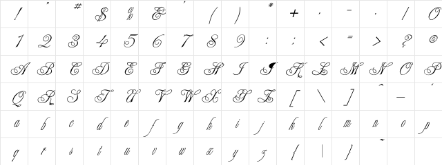 CampaignScript Regular Character Map