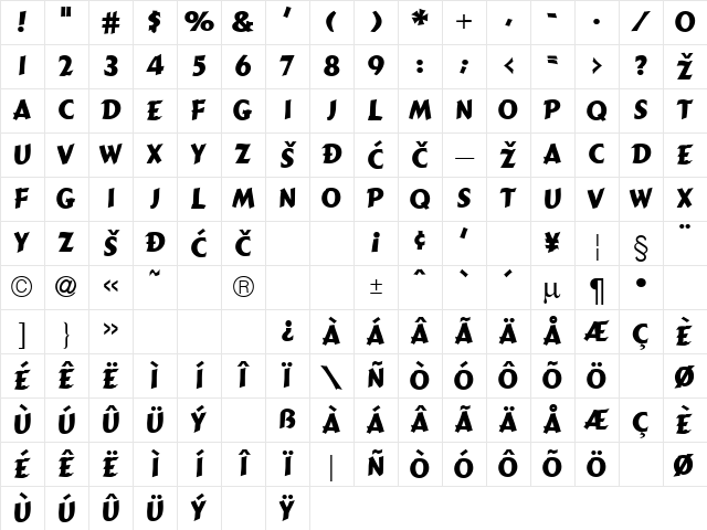 Cancun Regular Character Map Cancun Regular Character Map