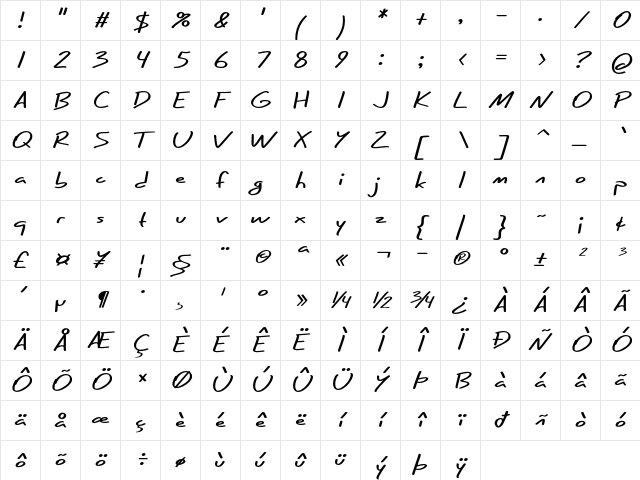 Caraban Bold Italic Character Map Caraban Bold Italic Character Map
