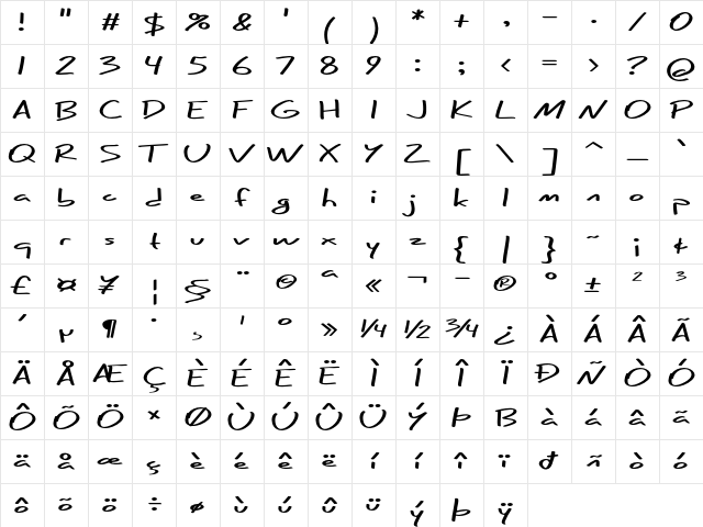 Caraban Expanded Bold Character Map Caraban Expanded Bold Character Map