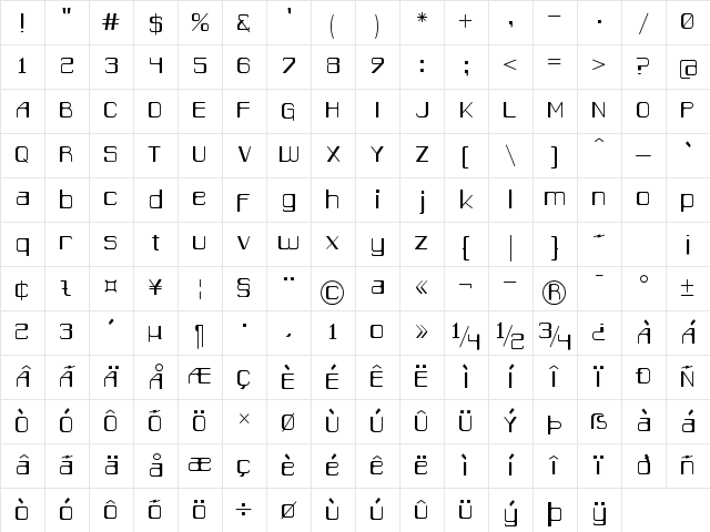 CaracasLG Light Character Map