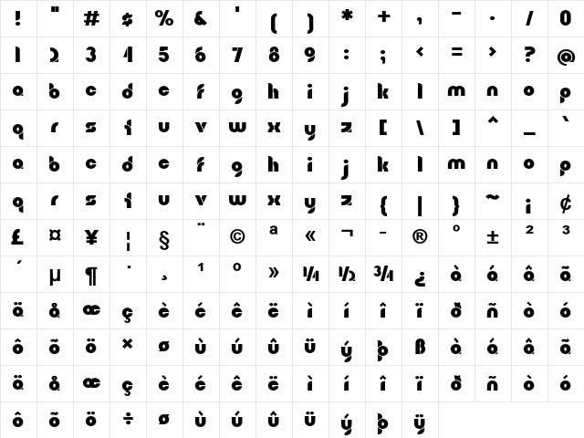 Carda Bold Character Map Carda Bold Character Map