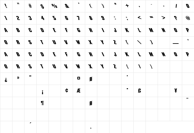 Machine-Light Leftyie Regular Character Map Machine-Light Leftyie Regular Character Map