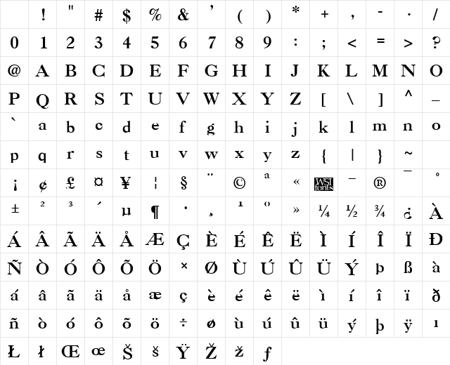 Casque Bold Character Map Casque Bold Character Map