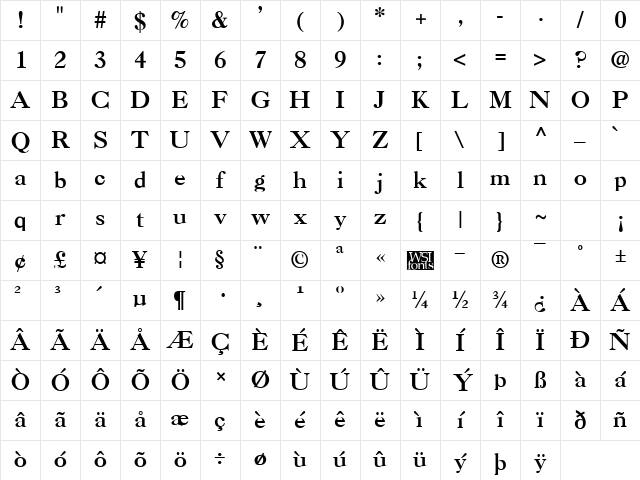Casque Bold Character Map Casque Bold Character Map