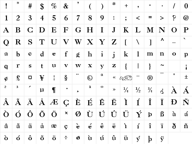 Casque Bold Character Map Casque Bold Character Map