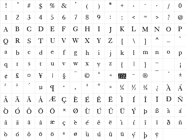 Casque Regular Character Map Casque Regular Character Map