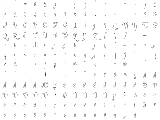 Castal Street Regular Character Map