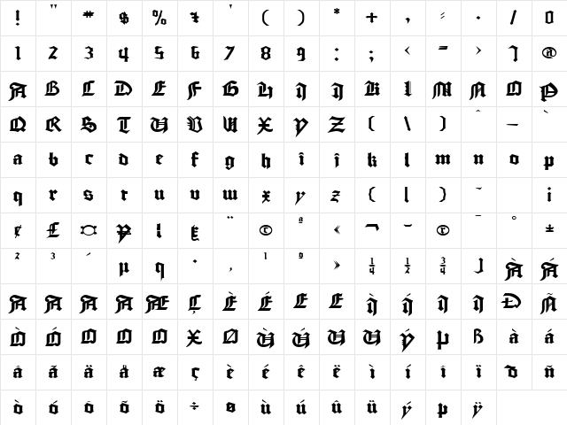 CathedralExtended Normal Character Map CathedralExtended Normal Character Map