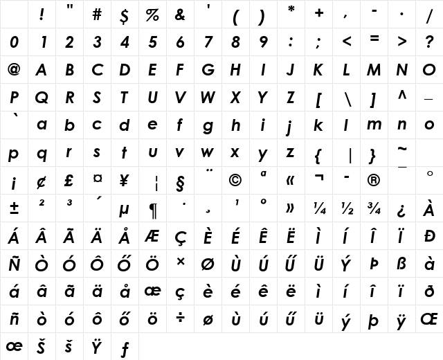 Century Gothic Bold Italic Character Map Century Gothic Bold Italic Character Map