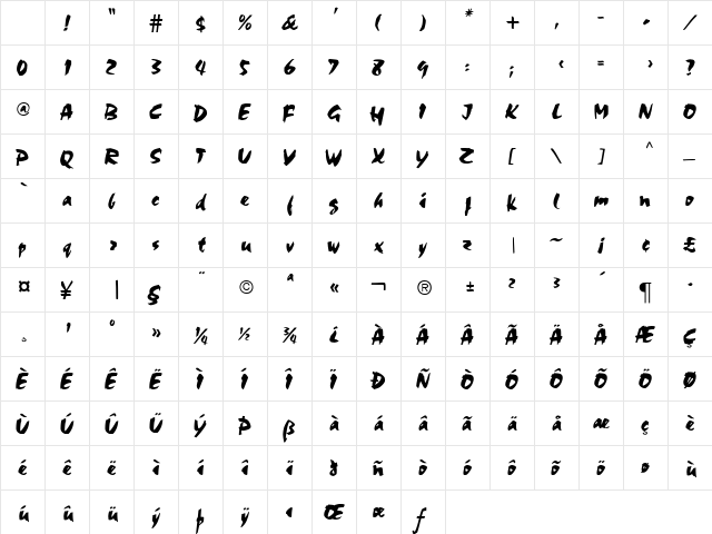 Chalk Regular Character Map Chalk Regular Character Map