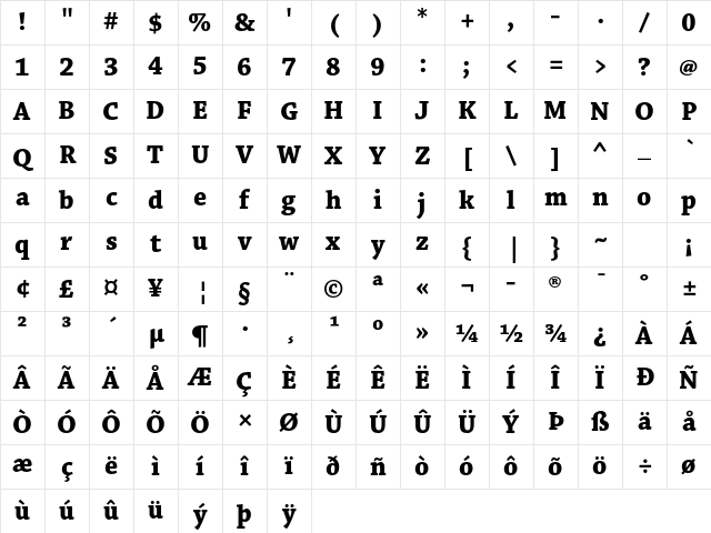 Chaparral Pro Bold Caption Character Map Chaparral Pro Bold Caption Character Map