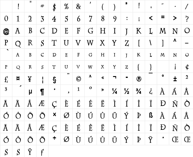 Chaz-Condensed Bold Character Map Chaz-Condensed Bold Character Map