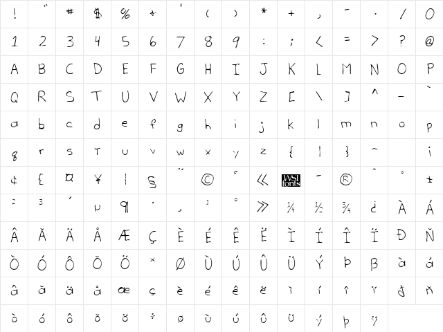 ChelsiesHand Regular Character Map