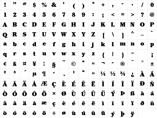 ITC Cheltenham Std Ultra Character Map