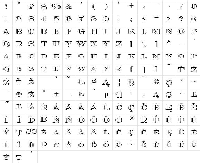 ChevalierOpeSCDEE Regular Character Map