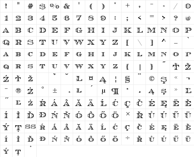 ChevalierStrSCDEE Regular Character Map
