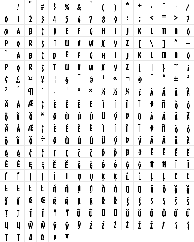 Chickweed Titling Regular Character Map Chickweed Titling Regular Character Map