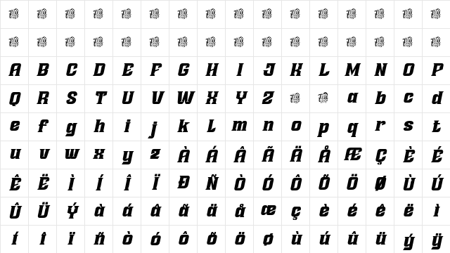 ATHYRKI Slant Regular Character Map