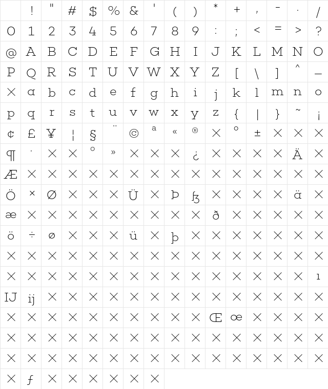 Choplin ExtraLight-DEMO Character Map Choplin ExtraLight-DEMO Character Map