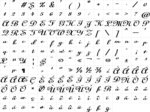 Cibarron Expanded Bold Character Map