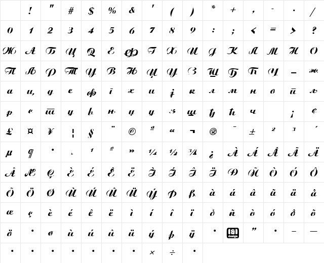 Cir Ariston Bold Italic Character Map Cir Ariston Bold Italic Character Map