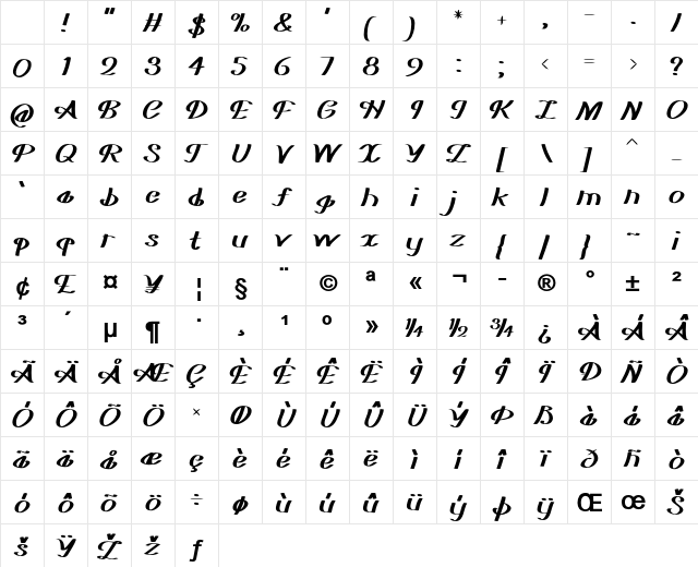 Cirisi Bold Character Map Cirisi Bold Character Map