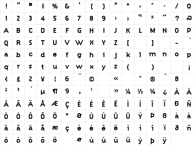 CitizenBold Bold Character Map CitizenBold Bold Character Map