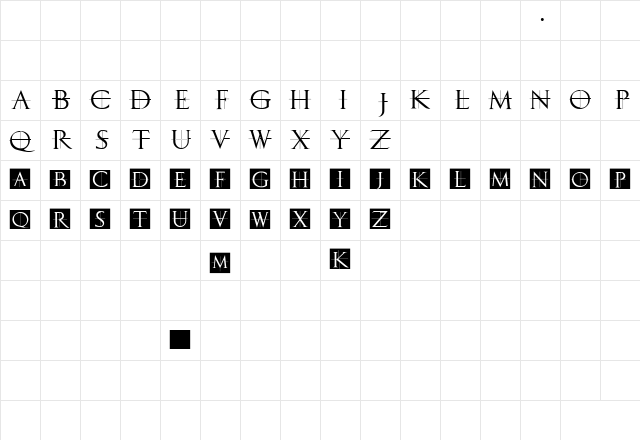 ClassicRomanCaps Regular Character Map