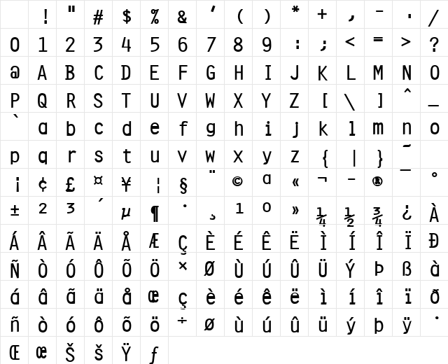 Clean Bold Character Map Clean Bold Character Map