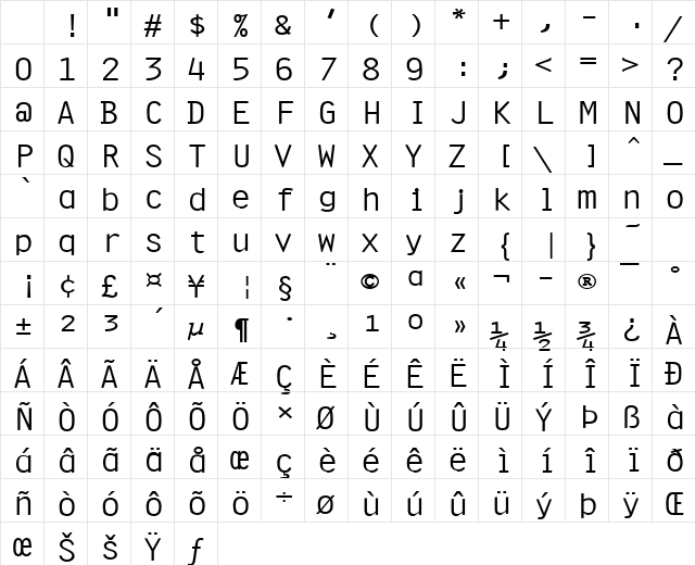 Clean-Extended Normal Character Map Clean-Extended Normal Character Map
