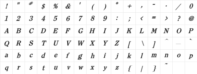 Clearface Contour Character Map