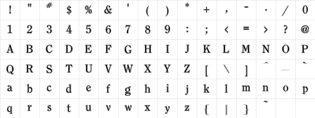 Clearface Contour Character Map
