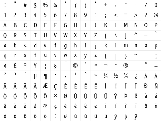 Clearface Gothic LT Std 45 Light Character Map Clearface Gothic LT Std 45 Light Character Map